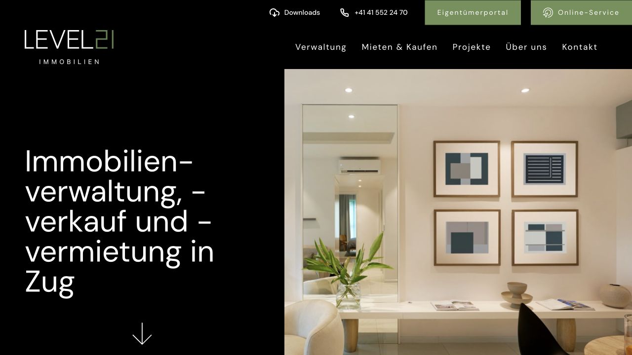 Website von Level21 GmbH auf einem Laptop-Bildschirm
